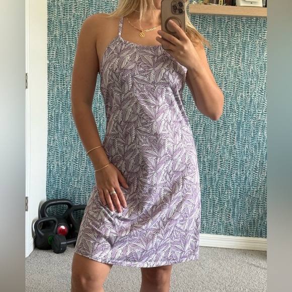 Eddie Bauer Dresses & Skirts - Eddie Bauer Lavender Leaf Pattern Dress
